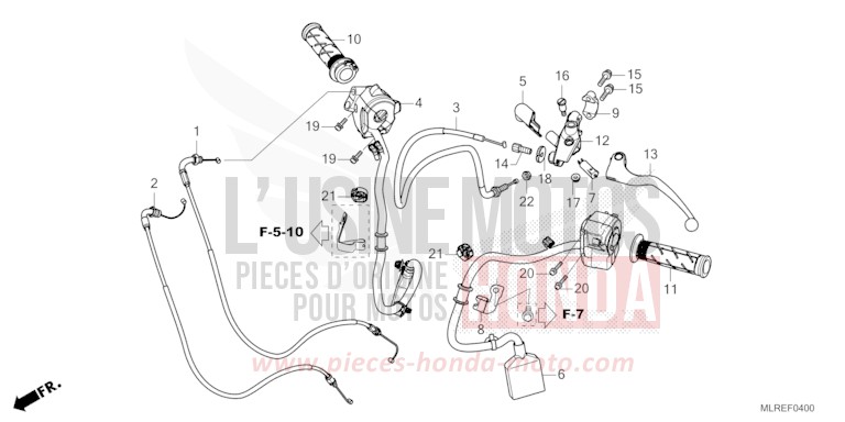 LEVIER DE GUIDON/COMMUTATEUR/CABLE de Hornet 500 GRAND PRIX RED (R380) 2024